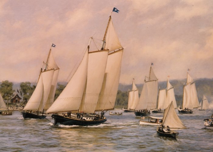 A contemporary rendering of the first Annual Regatta in 1845.